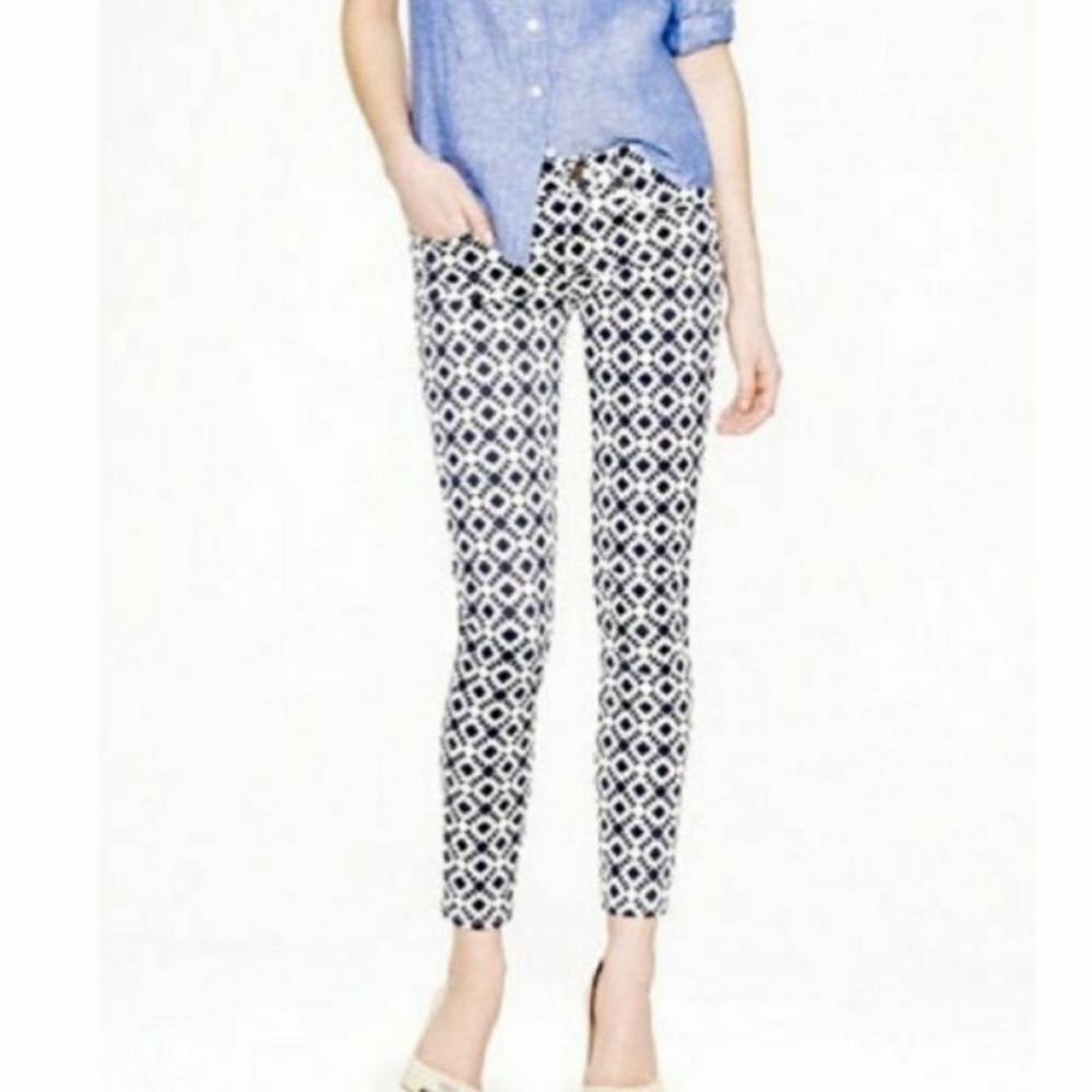 J. CREW TOOTHPICK GEO PRINT ANKLE PANT